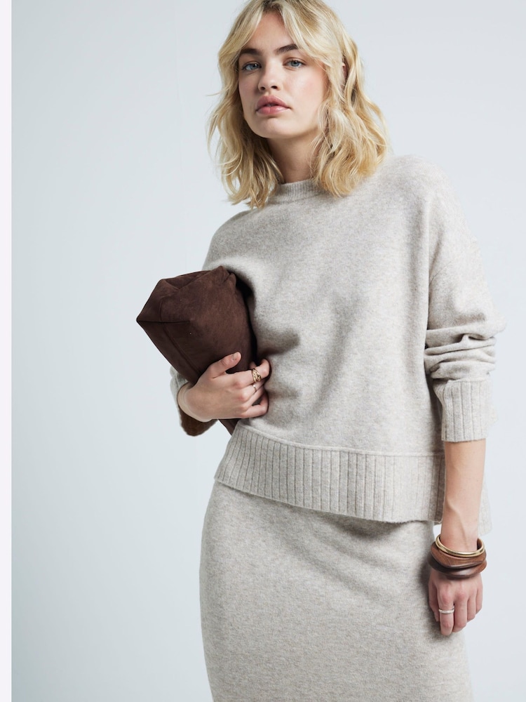 River Island Brown Ribbed Edge Jumper - Image 2 of 4