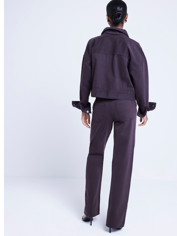 River Island Brown Relaxed High Rise Straight 100% Cotton Jeans - Image 2 of 4