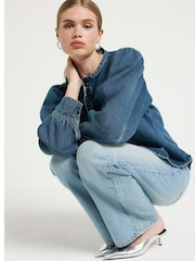 River Island Light Blue 1 High Waisted Relaxed Straight 100% Cotton Jeans - Image 3 of 4