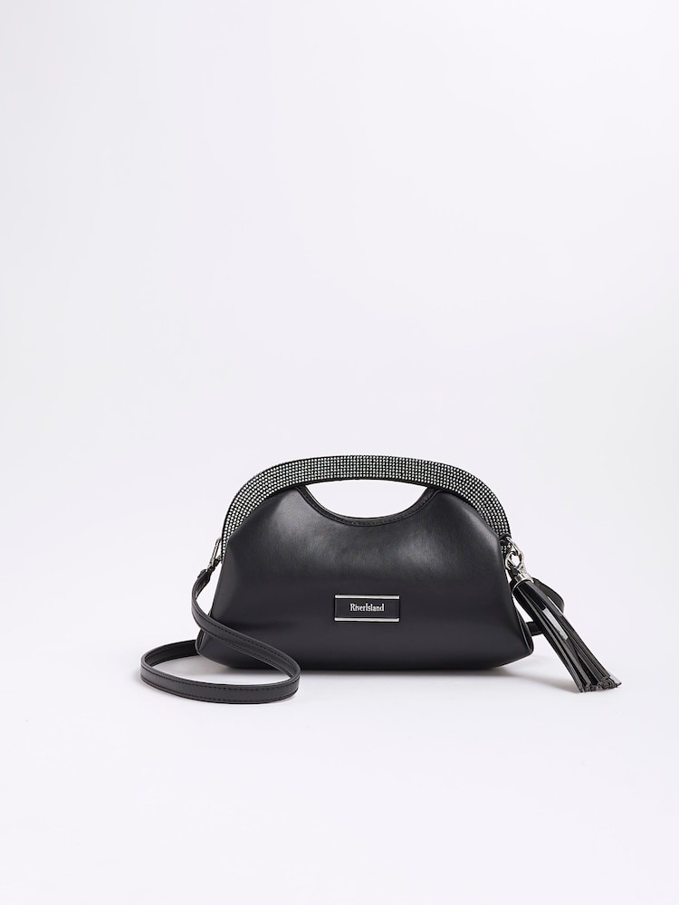 River Island Black Heatseal Frame Clutch - Image 1 of 4