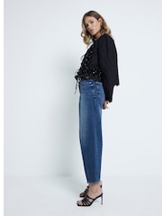 River Island 100% Cotton Sequin Quilted Tie-Front Jacket - Image 2 of 5