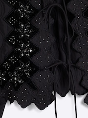 River Island 100% Cotton Sequin Quilted Tie-Front Jacket - Image 5 of 5