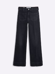 River Island Black High Rise Wide Leg 100% Cotton Jeans - Image 5 of 6