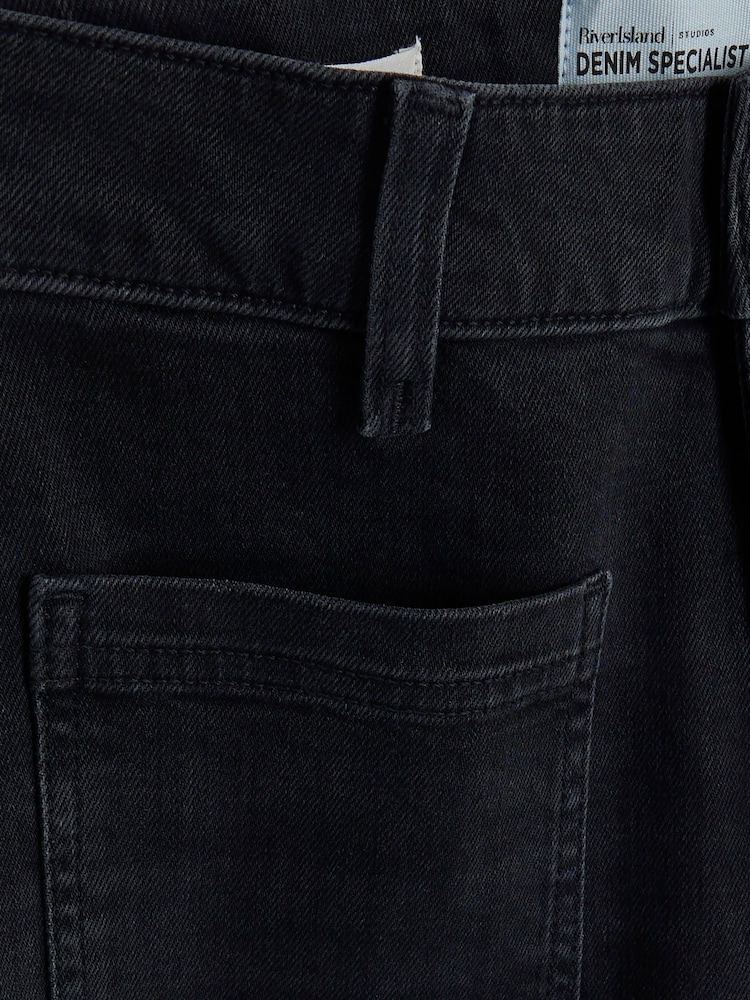 River Island Black High Rise Wide Leg 100% Cotton Jeans - Image 6 of 6