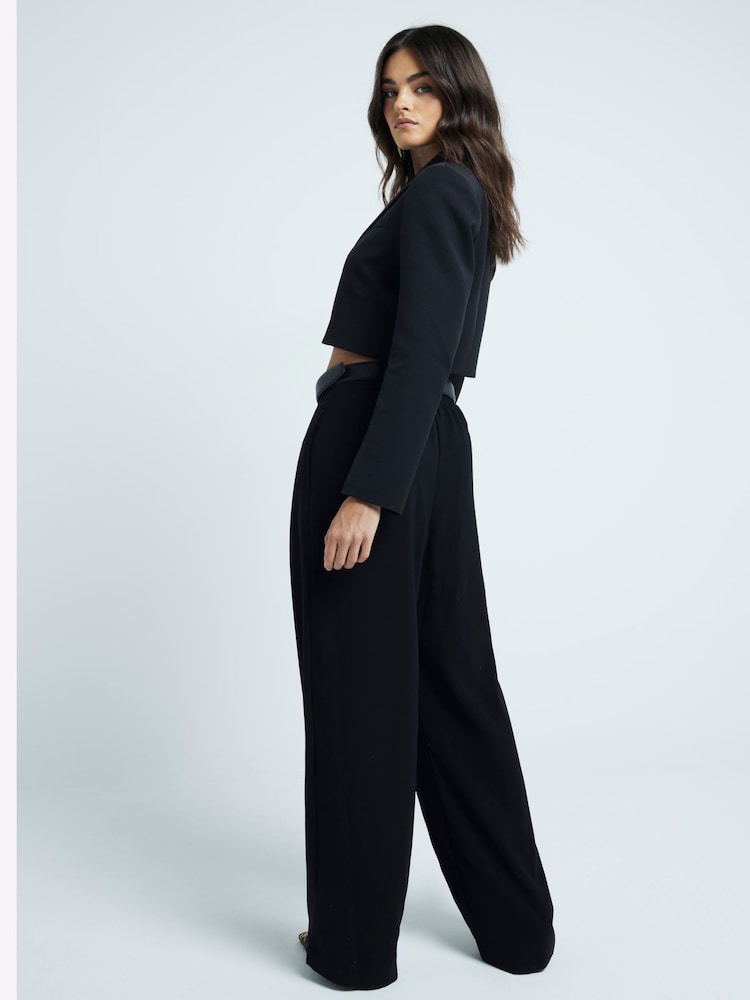 River Island Black Pleated Wide Leg Trousers - Image 2 of 6