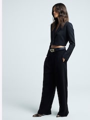 River Island Black Pleated Wide Leg Trousers - Image 3 of 6