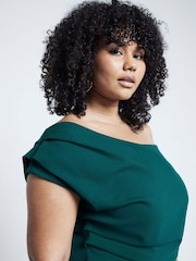 River Island Green Curve Drape Asym Wrap Midi Dress - Image 4 of 6