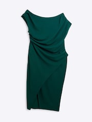 River Island Green Curve Drape Asym Wrap Midi Dress - Image 5 of 6