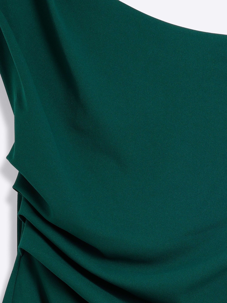 River Island Green Curve Drape Asym Wrap Midi Dress - Image 6 of 6