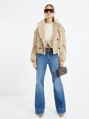 River Island Blue High Waisted Pocket Front Wide Leg Jeans - Image 1 of 6