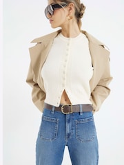 River Island Blue High Waisted Pocket Front Wide Leg Jeans - Image 2 of 6