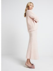River Island Pink Knitted Maxi Skirt - Image 1 of 4