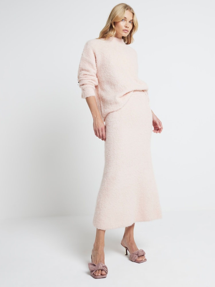 River Island Pink Knitted Maxi Skirt - Image 2 of 4 River Island Pink Knitted Maxi Skirt - Image 2 of 4