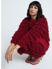 River Island Red Fringe Detail Jumper - Image 2 of 4