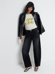 River Island White Embellished Graphic 100% Cotton T-Shirt - Image 2 of 4