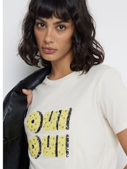 River Island White Embellished Graphic 100% Cotton T-Shirt - Image 3 of 4