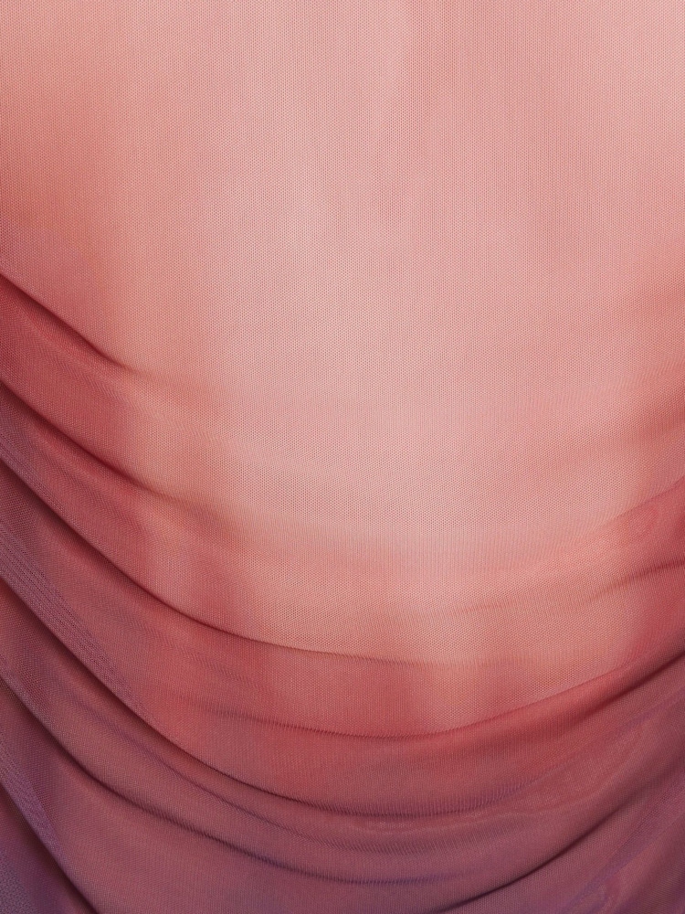 River Island Pink Boat Neck Ombre Mesh Midi Dress - Image 4 of 4