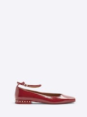River Island Red Ankle Strap Ballet Flats - Image 1 of 4