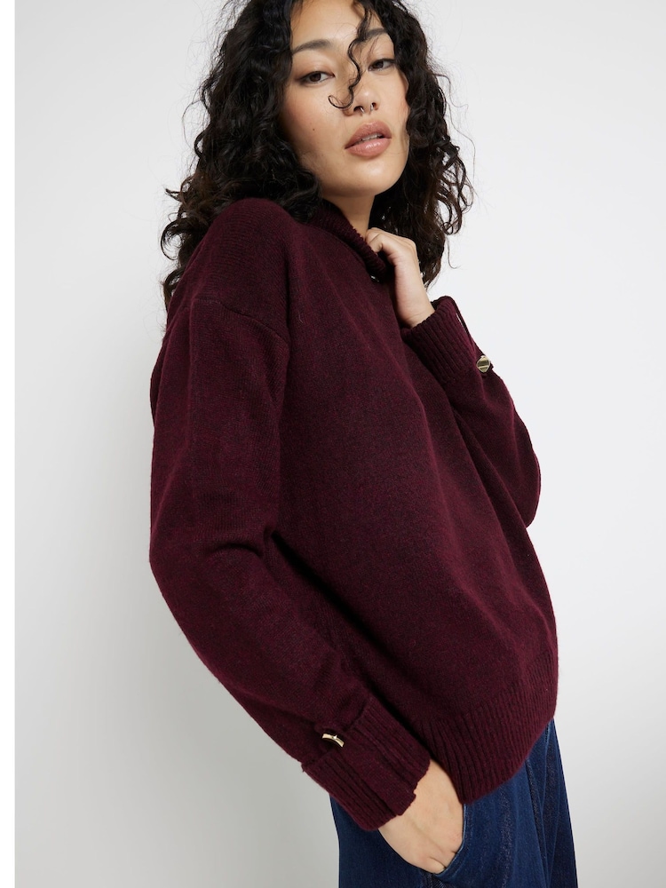River Island Red Oversized Roll Neck Jumper - Image 1 of 4