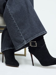 River Island Black Buckle Heeled Boots - Image 1 of 4