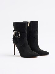 River Island Black Buckle Heeled Boots - Image 2 of 4