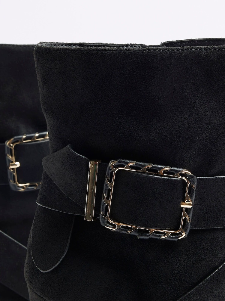 River Island Black Buckle Heeled Boots - Image 4 of 4