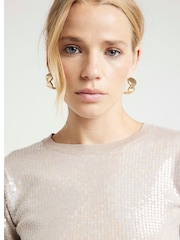 River Island Brown Sequin Knitted Top - Image 3 of 4