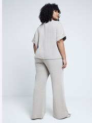 River Island Grey Curve Wide Leg Crochet Knit Trousers - Image 2 of 6