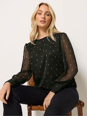 M&Co Black Chiffon Long Sleeve Blouse - Image 1 of 6