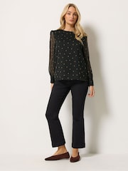 M&Co Black Chiffon Long Sleeve Blouse - Image 2 of 6