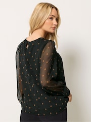 M&Co Black Chiffon Long Sleeve Blouse - Image 3 of 6