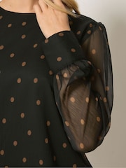 M&Co Black Chiffon Long Sleeve Blouse - Image 4 of 6