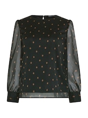 M&Co Black Chiffon Long Sleeve Blouse - Image 5 of 6