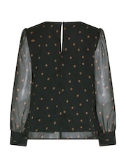 M&Co Black Chiffon Long Sleeve Blouse - Image 6 of 6