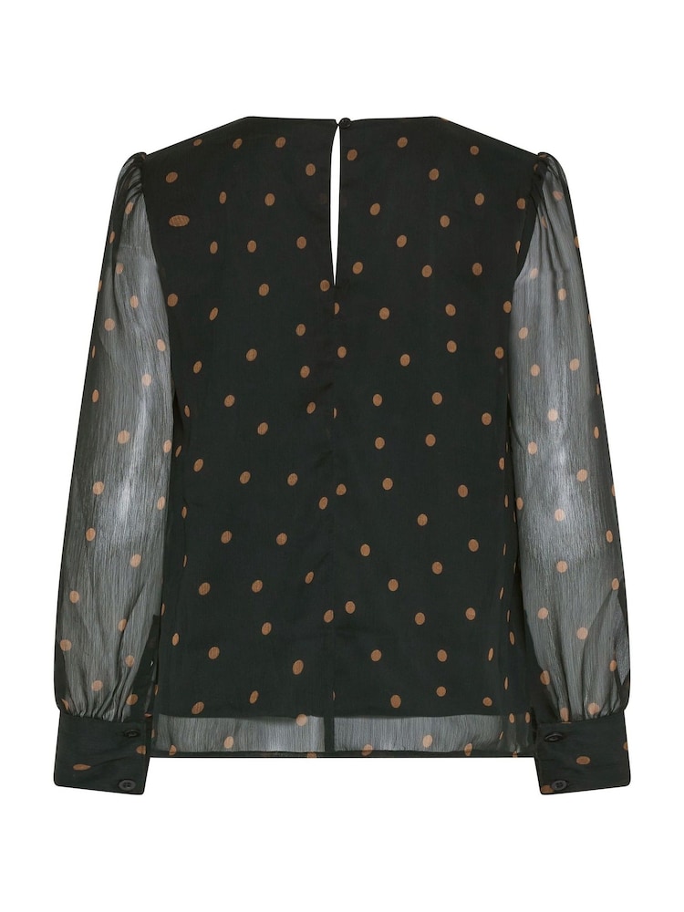 M&Co Black Chiffon Long Sleeve Blouse - Image 6 of 6