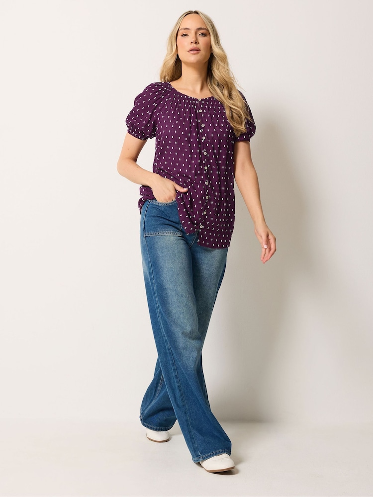 Long Tall Sally Purple Dobby Button Up Shirt - Image 2 of 6