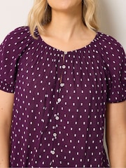 Long Tall Sally Purple Dobby Button Up Shirt - Image 4 of 6