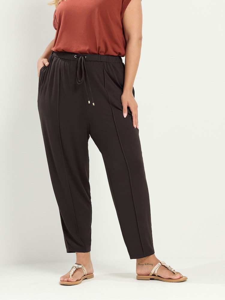 Yours Curve Brown Wide Leg Seam Joggers - Image 1 of 6