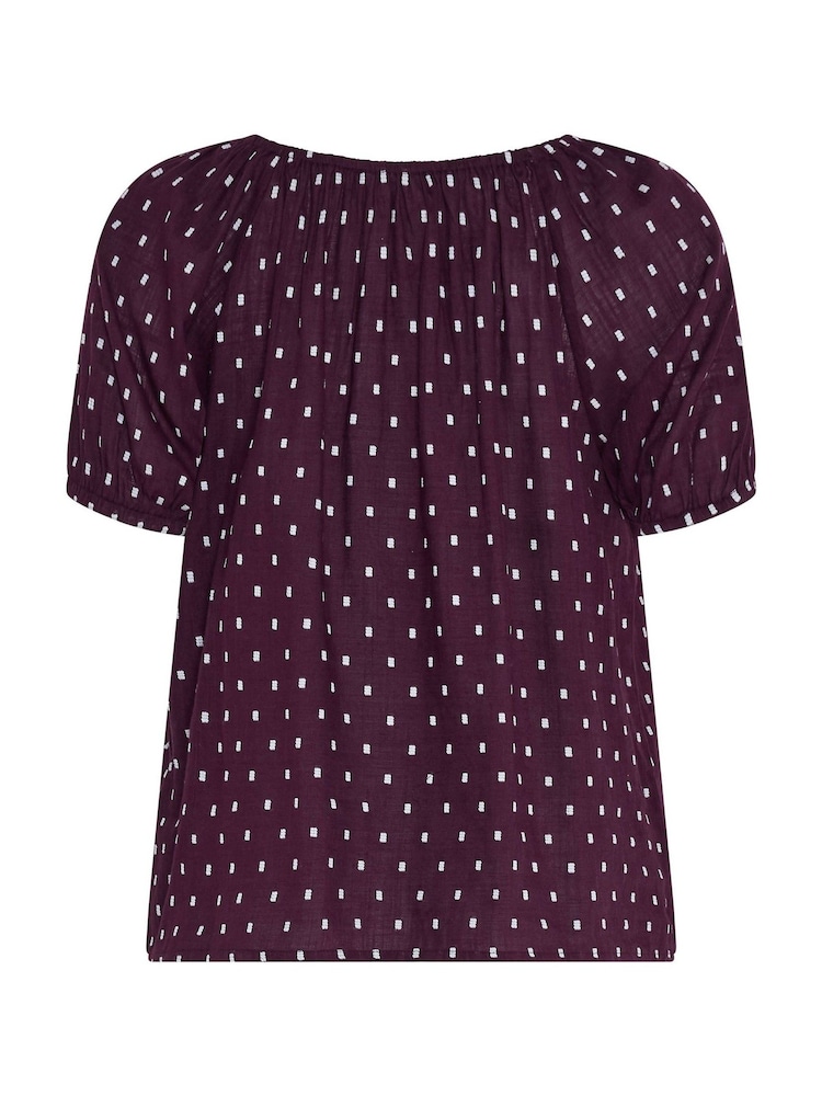 M&Co Purple Short Sleeve Dobby Button Through Blouse - Image 5 of 5 M&Co Purple Short Sleeve Dobby Button Through Blouse - Image 5 of 5