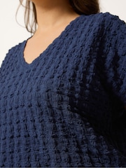 Yours Curve Blue Bubble Textured T-Shirt - Image 4 of 5