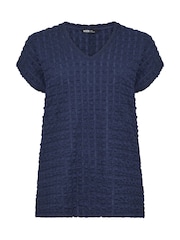 Yours Curve Blue Bubble Textured T-Shirt - Image 5 of 5