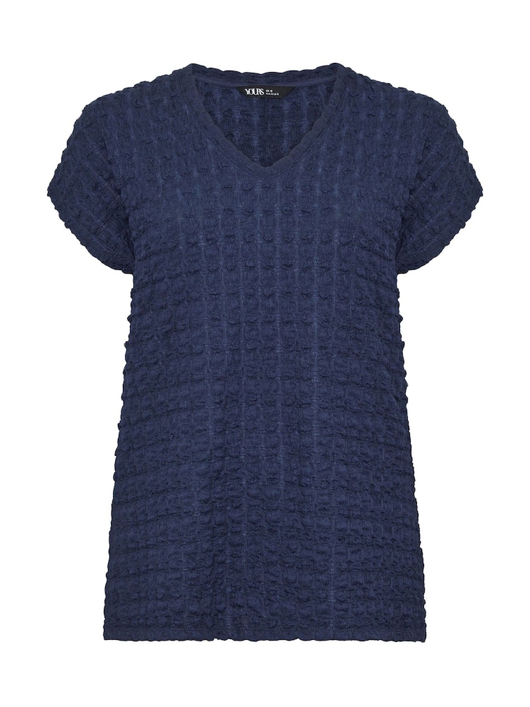 Yours Curve Blue Bubble Textured T-Shirt - Image 5 of 5 Yours Curve Blue Bubble Textured T-Shirt - Image 5 of 5