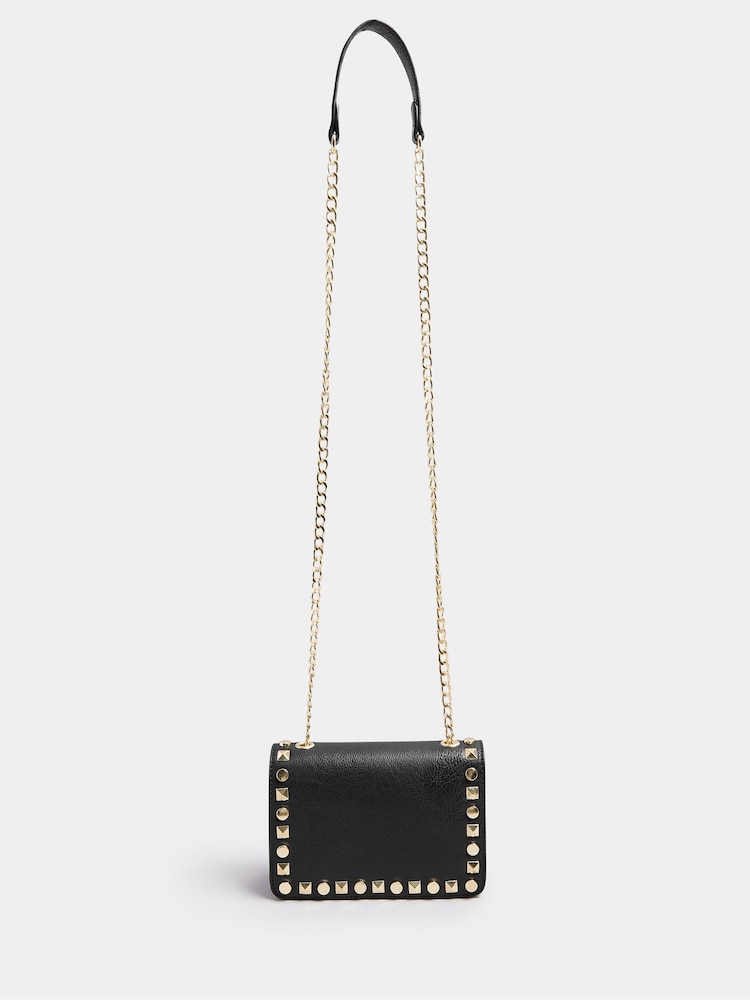 Yours Curve Black Faux Leather Stud Detail Cross Body Bag - Image 1 of 5 Yours Curve Black Faux Leather Stud Detail Cross Body Bag - Image 1 of 5
