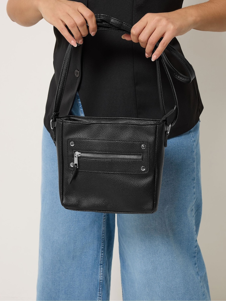 Yours Curve Black Faux Leather Zip Front Cross Body Bag - Image 2 of 5