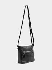 Yours Curve Black Faux Leather Zip Front Cross Body Bag - Image 4 of 5