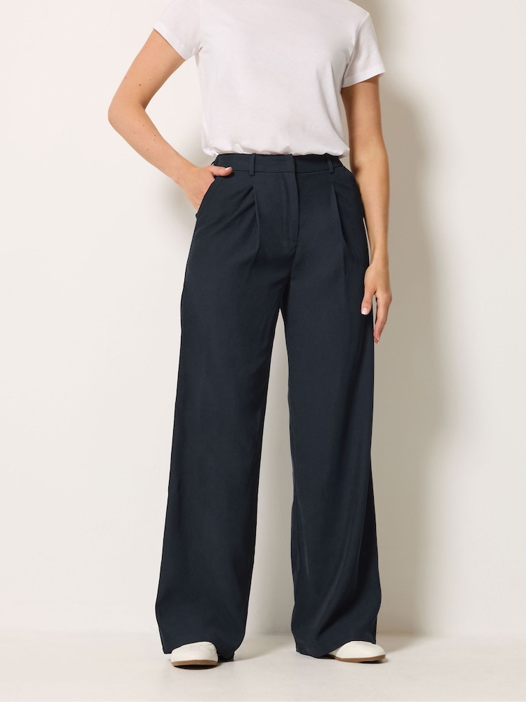 Blau - Long Tall Sally Pleated Wide Leg Trousers - Bild 2 von 6 Blau - Long Tall Sally Pleated Wide Leg Trousers - Bild 2 von 6