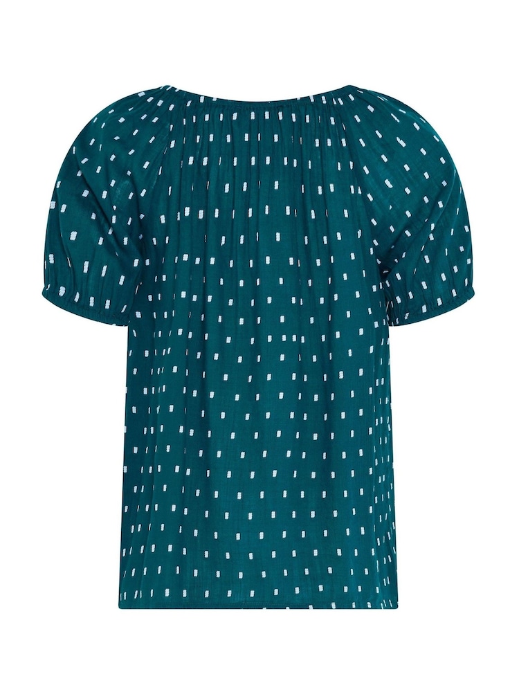 M&Co Blue Short Sleeve Dobby Button Through Blouse - Image 6 of 6 M&Co Blue Short Sleeve Dobby Button Through Blouse - Image 6 of 6