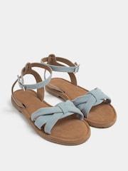 Yours Curve Blue Extra Wide Fit EEE Faux Leather Cross Over Sandals - Image 1 of 4