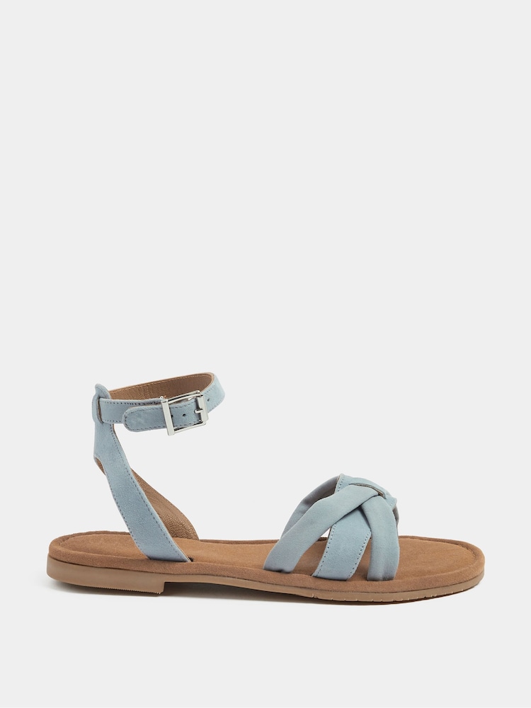Yours Curve Blue Extra Wide Fit EEE Faux Leather Cross Over Sandals - Image 2 of 4 Yours Curve Blue Extra Wide Fit EEE Faux Leather Cross Over Sandals - Image 2 of 4