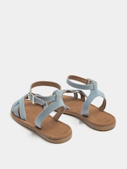 Yours Curve Blue Extra Wide Fit EEE Faux Leather Cross Over Sandals - Image 3 of 4